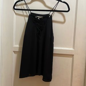 Black WAYF spaghetti racer back top